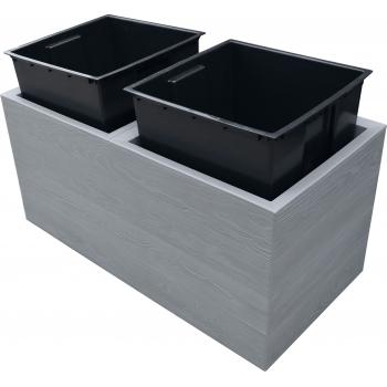 Doniczka Karo Eco- Eco Wood Szara 80x40 + wkłady