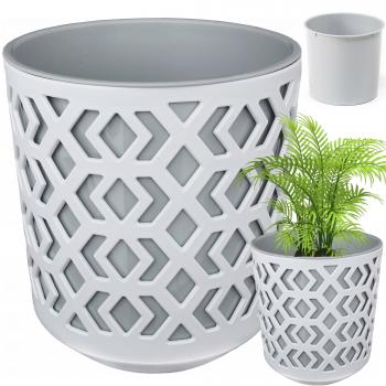 Doniczka Aztek Śr. 25 cm - Biało - Szara
