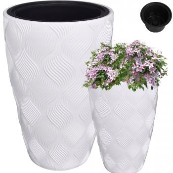 Doniczka Ryflowana Flow Slim 3D + wkład 30 Biała