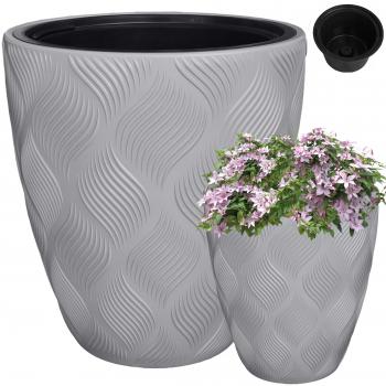 Doniczka Ryflowana Flow 3D + wkład 30 Szara