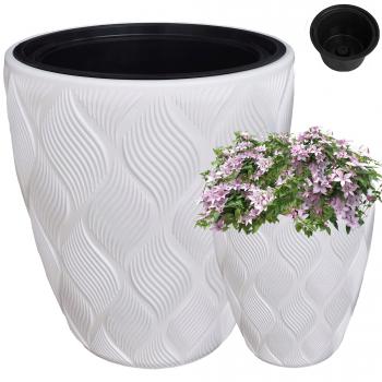 Doniczka Ryflowana Flow 3D + wkład 40 Biała