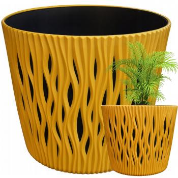 Doniczka z wkładem Sandy Round DSR130- Złota