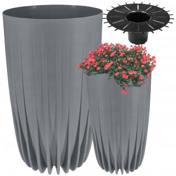 Doniczka Mira śr.25cm- Jasno Szara- Wysoka