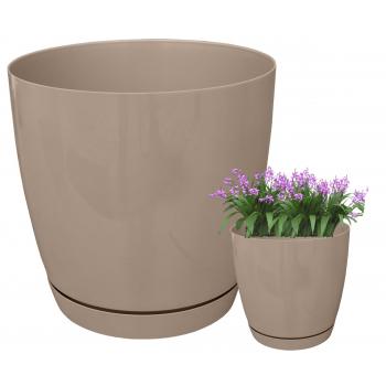 Doniczka z podstawką TOSCANA śr. 17 cm- Latte