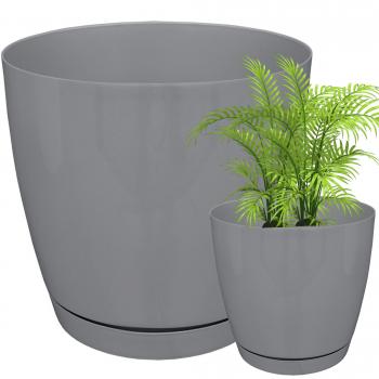 Doniczka z podstawką TOSCANA śr. 19 cm- Szary beton