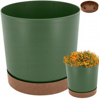 Doniczka okrągła z podstawką TUBO PM śr.18 cm- Zielona