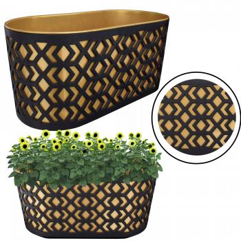 Doniczka Lamela Aztek 40 cm Czarno - Złota