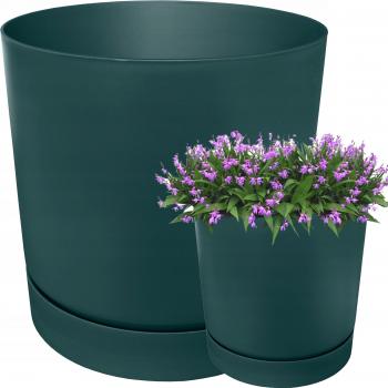 Doniczka okrągła z podstawką TUBO P śr.24 cm- Zielona