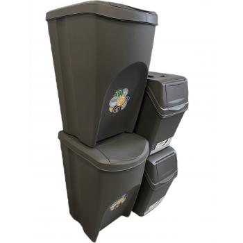Zestaw Koszy Do Segregacji Śmieci 2x35L + 2x25L Szary