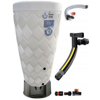 Zbiornik na deszczówkę 240L Flow Biały + przyłącza+ podstawa