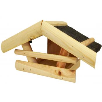 Karmnik drewniany dla ptaków z daszkiem- Domek