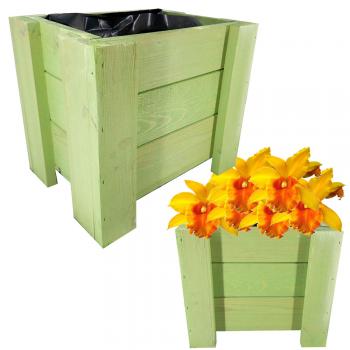 Drewniana donica-doniczka z drewna 40cm-zieleń