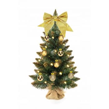Choinka Świąteczna złota - 50cm + LED + Gwiazda
