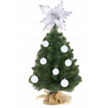 Choinka Świąteczna mała ubrana biała - 50cm