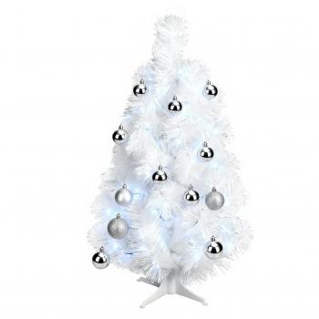 Choinka Świąteczna mała Biała ubrana srebrna - 50cm