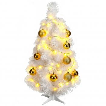 Choinka Świąteczna mała Biała ubrana złota - 80cm