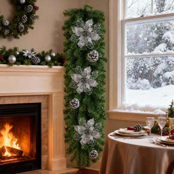 Girlanda świąteczna- choinkowa srebrne szyszki 100 cm