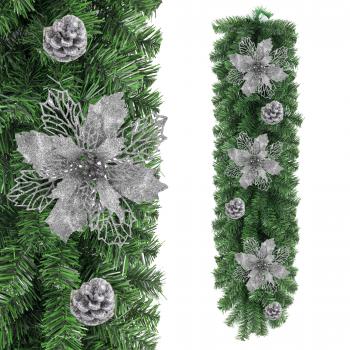 Girlanda świąteczna- choinkowa srebrne szyszki 100 cm+ LED