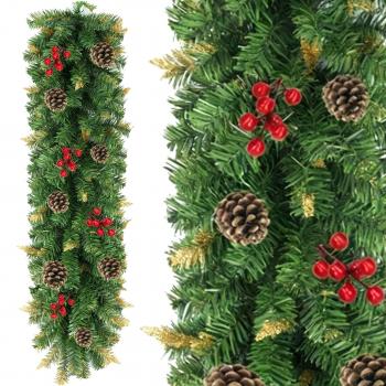 Girlanda świąteczna ubrana złote końce 270 cm- Gęsta