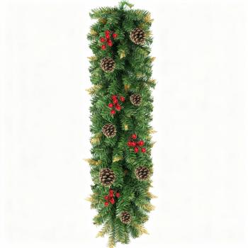 Girlanda świąteczna diamentowa jarzębina złote końce 100 cm