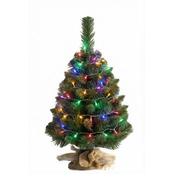Choinka sosna zielona- Podstawa jutowa 50cm + LED Multikolor