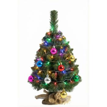 Choinka sosna zielona- Podstawa jutowa 50cm +Bombki + LED...