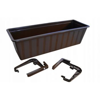 Skrzynka balkonowa + haki- 50cm brąz