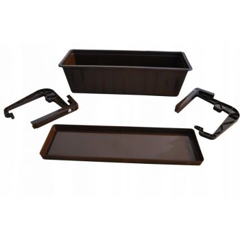 Skrzynka balkonowa +haki +podstawka- 50cm brąz
