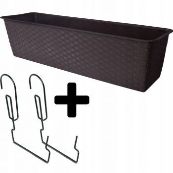 Skrzynka balkonowa Ratolla 50cm brąz + uchwyty