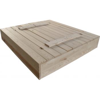Drewniana piaskownica zamykana z ławeczką 120x120 Surowa...