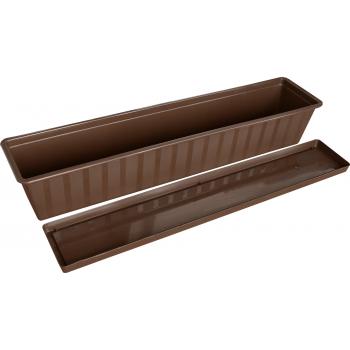 Skrzynka balkonowa + podstawka- 80 cm brąz