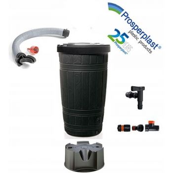 Zbiornik na deszczówkę 265L Woodcan + przyłącza +podstawa