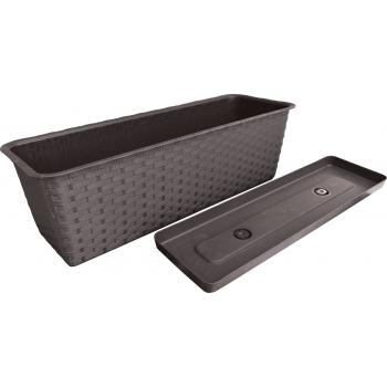 Skrzynka balkonowa - Ratolla 50cm brąz + podstawka