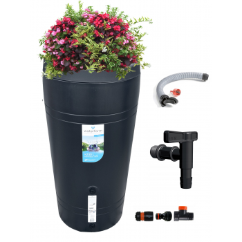 Zbiornik na deszczówkę 230L Tube antracyt + kranik+przyłącza