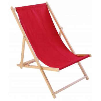 Drewniany leżak plażowy- czerwony 100% bawełna