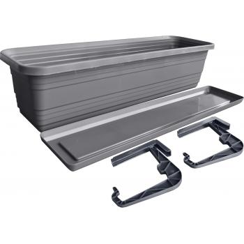 Skrzynka Balkonowa Bona + Podstawka +haki 60cm antracyt