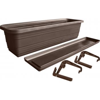 Skrzynka Balkonowa Bona + Podstawka +haki 60cm brązowa