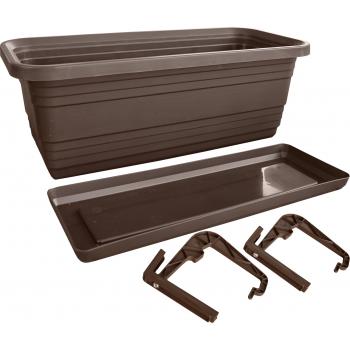 Skrzynka Balkonowa Bona + Podstawka +haki 40cm brąz