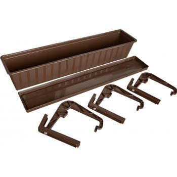 Skrzynka balkonowa+haki+podstawka- 70cm brąz